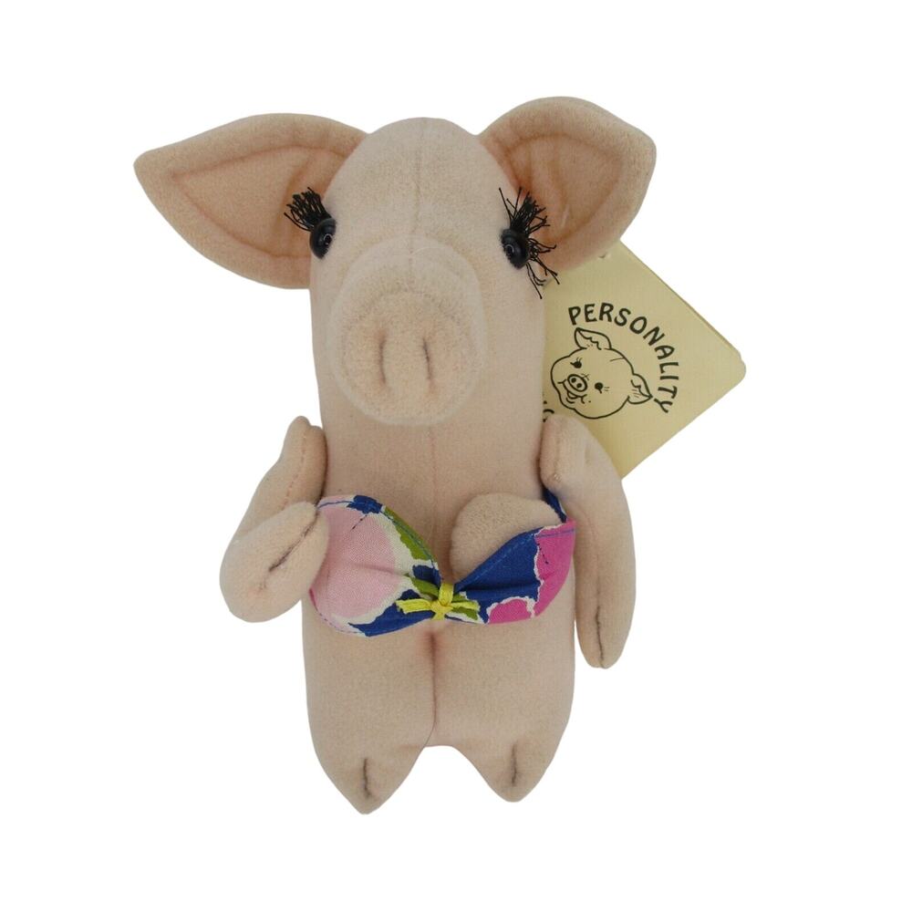 Vintage RUSS Personality Piggs Rhonda Pig Betty Kane 1984 Stuff Animal with Tags